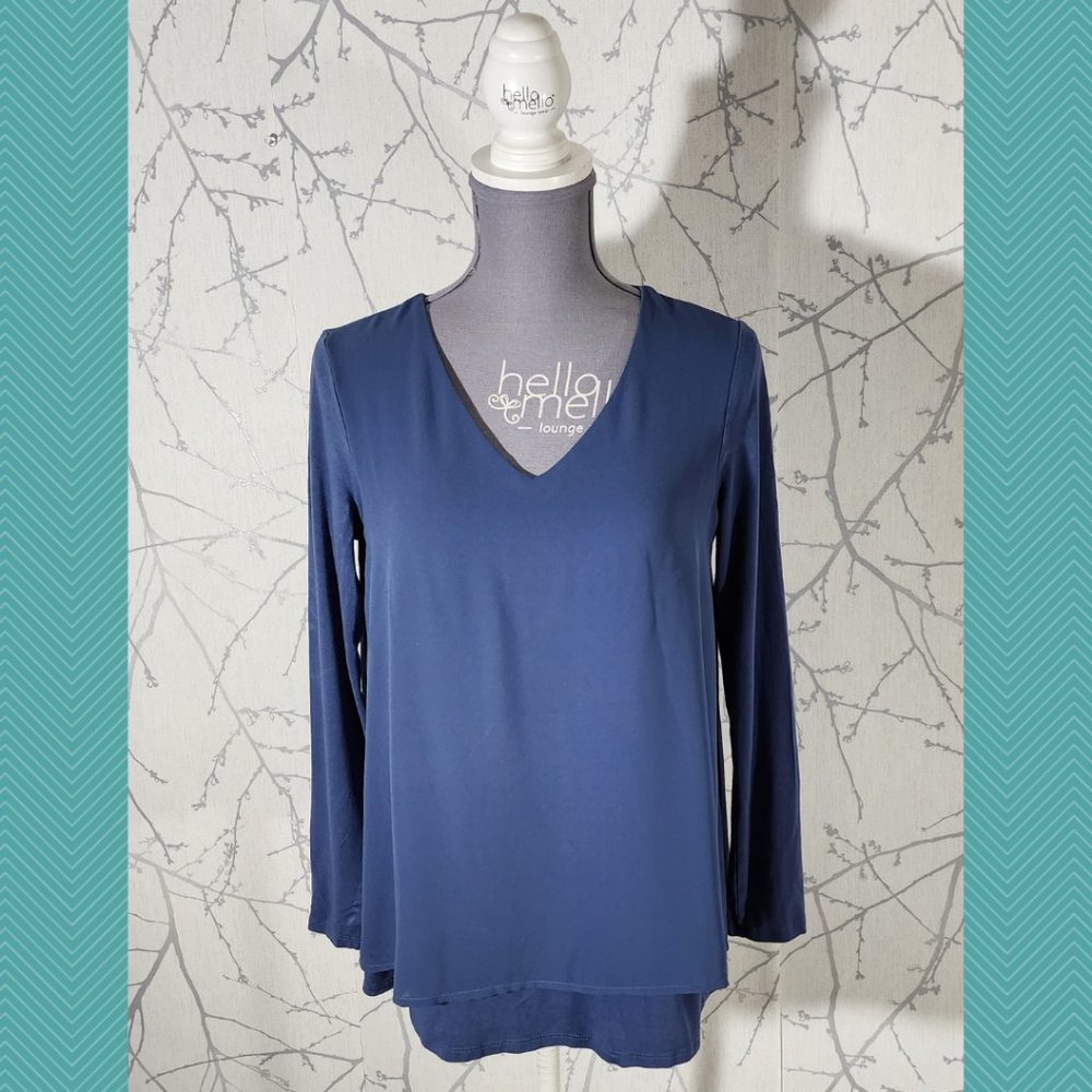 J. Jill Wearever Blue Layered V-Neck Long Sleeve Blouse